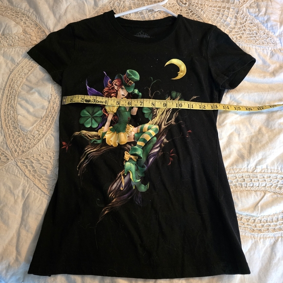 2000's Goth Shamrock Fairy Baby Tee From Hot Topic - Picture 2 of 4